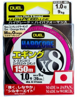 Плетеный Шнур Duel PE Hardcore X8 Eging 150m MilkyOrange  Плетеный Шнур Duel PE Hardcore X8 Eging 150m MilkyOrange