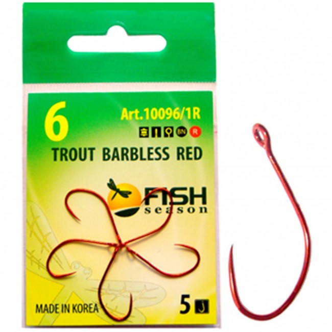 Крючок Fish Season TROUT BARBLESS RED с большим ухом