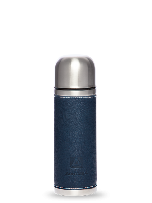 Термос Арктика с узким горлом, с кожаной вставкой