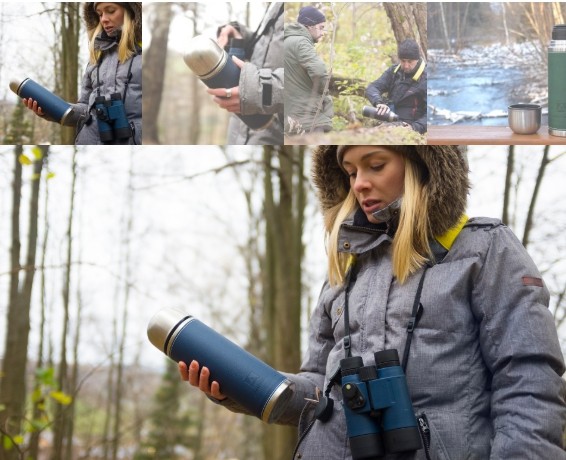 Термос Арктика с узким горлом, с кожаной вставкой